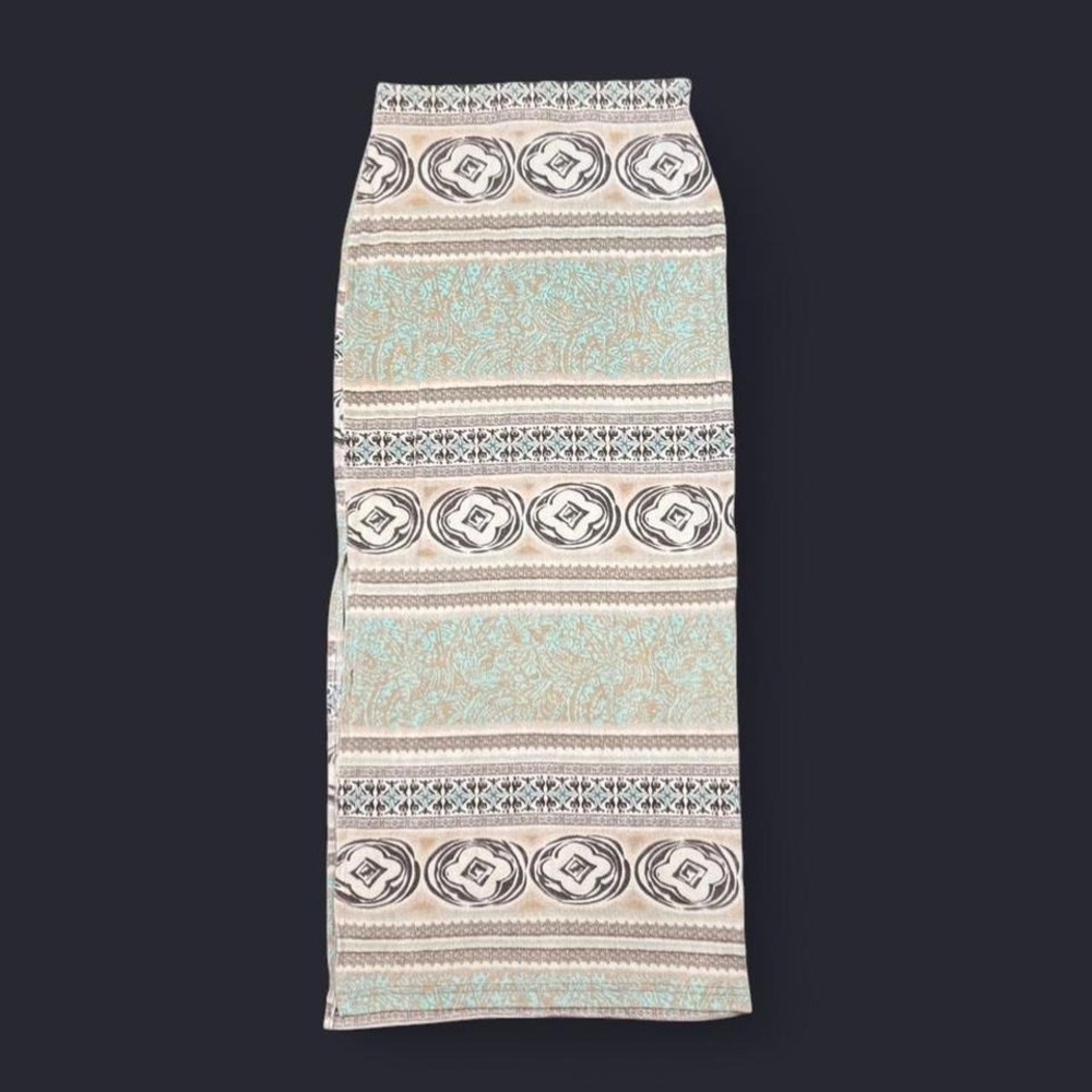 Joule Printed Stretch Midi Skirt with Side Slit
